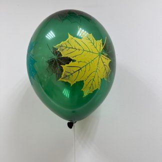 Шар на палочке Кленовые листья (с воздухом) зеленый