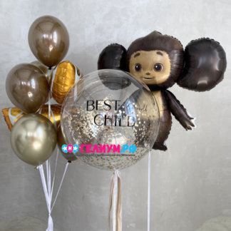 Набор шаров чебурашка и большой шар с надписью