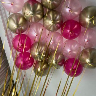 Шары под потолок розовые,золотые 22 шт