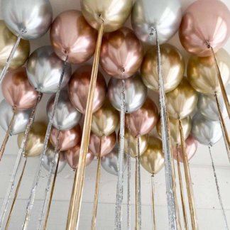 Шары под потолок золото,розовое золото, серебро 30 шт