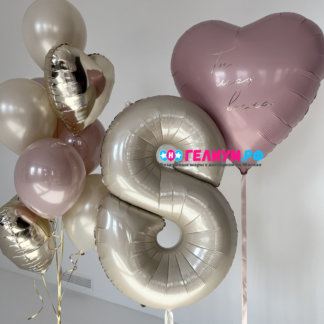 Набор шаров с гелием розовые и бежевые