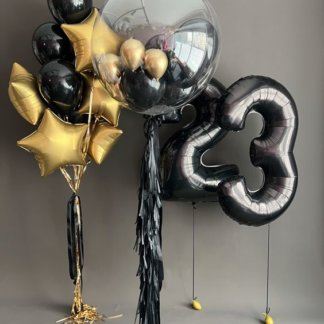 Набор шаров чёрно- золотых на день рождения