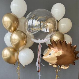 Шары с гелием белые и бежевые с шаром баблс