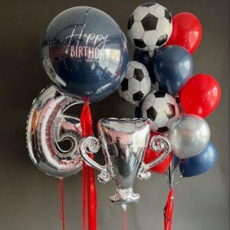 Набор шаров футболисту с кубком красные и синие