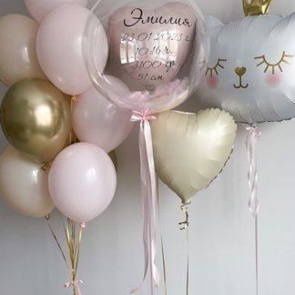 Шары с гелием для девочки розовые с белым