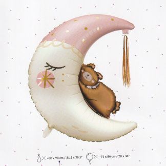 Шар фигура Мишка на луне розовый, 80 см