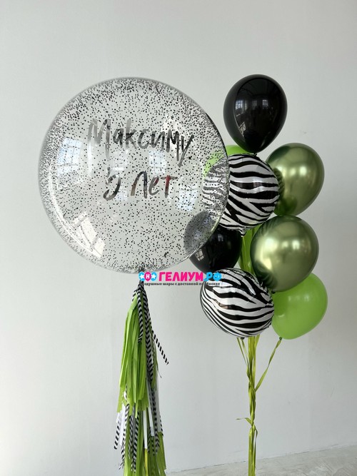 Шары воздушные с гелием зелёные и черные