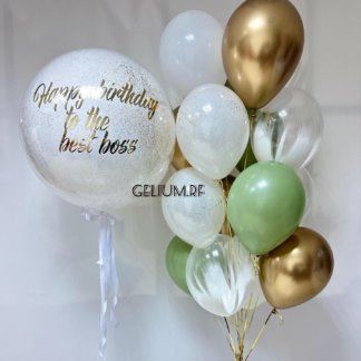 Набор шаров боссу белые, золотые,эвкалипт