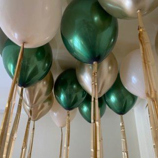 Шары под потолок 15 штук зеленые,бежевые, золото