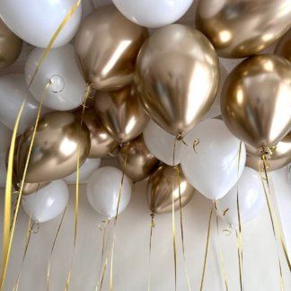 Шары под потолок золотые, белые 30 штук