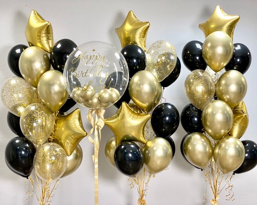 Набор шаров золотых чёрных с большим шаром