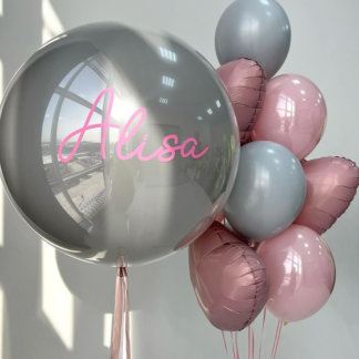 Воздушные шары розовые и серые