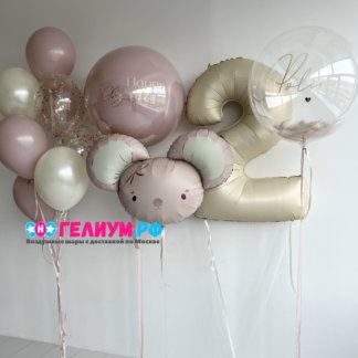 Набор шаров с гелием розовые
