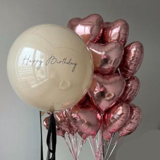 Набор гелиевых шаров розовое золото с большим шаром