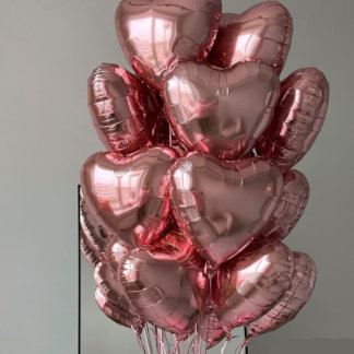 Облако из 20 сердец розовое золото