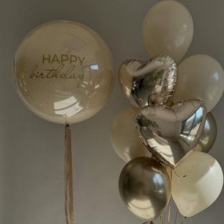Набор  воздушных шаров бежевых и золотых