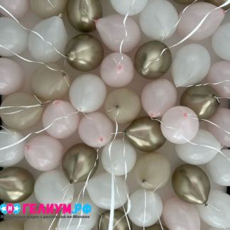 Шары под потолок розовые,золотые,белый песок 100 шт