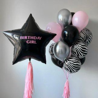 Шары воздушные чёрные и розовые