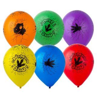 Латексный шар 30 см, С днём рождения, дино, ассорти, пастель