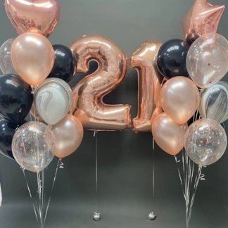 Воздушные шары розовое золото и чёрные