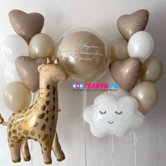 Шары на выписку из роддома бежевые, белые