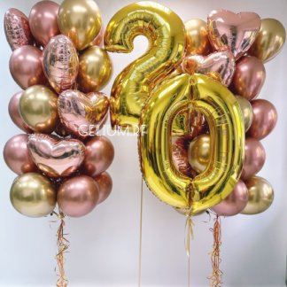 Воздушные шары хром золото и розовое золото