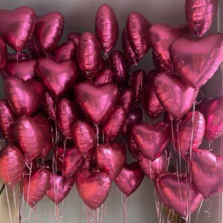Гелиевые шары сердца гранатовые