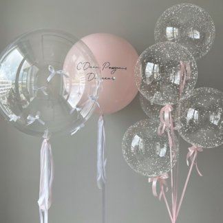 Воздушные шары прозрачные баблс с бантиками