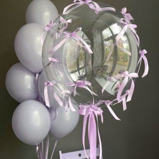 Шары с бантиками из ленточек атласных