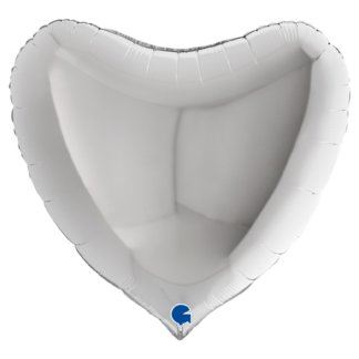 Шар  фольгированное сердце, серебро, 91 см