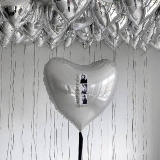 Набор шаров белых сердец с фото