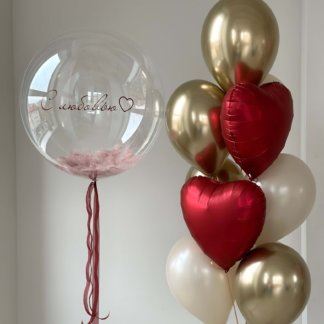 Воздушные шары с большим шаром с перьями