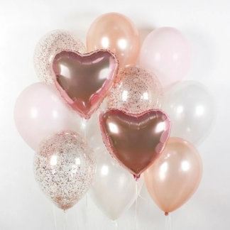 Набор шаров розовое золото и белые