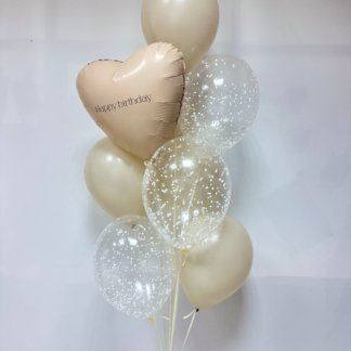 Фонтан шаров бежевые и белые