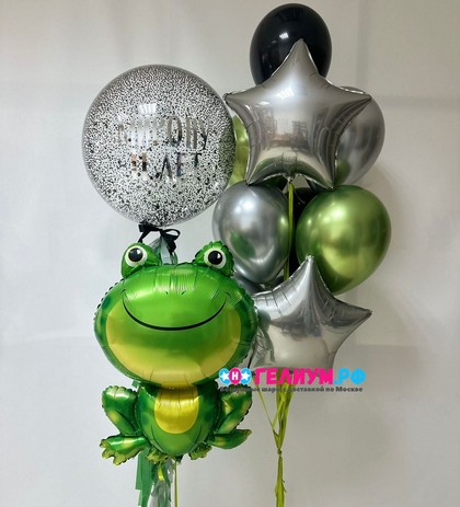 Набор шаров чёрный серебро с лягушкой