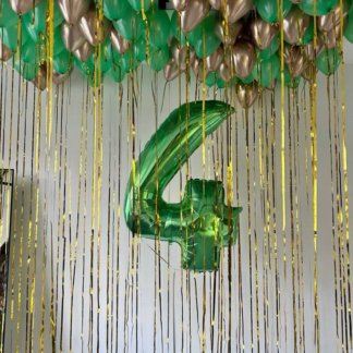 100 шаров с гелием золотые и зелёные