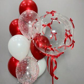Набор красные шары баблс с бантиками
