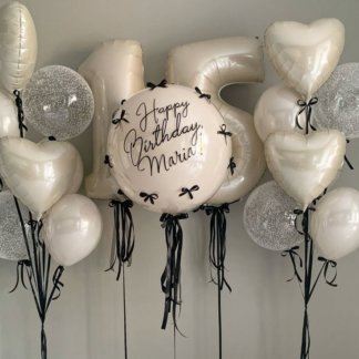 Набор шаров бежевых с черными бантиками