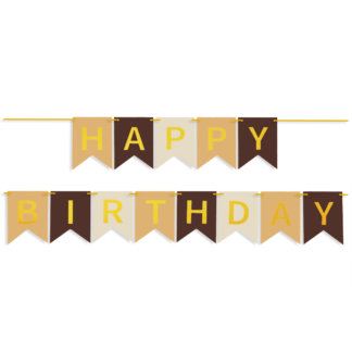 Гирлянда Флажки, Happy Birthday! (бежевый микс)