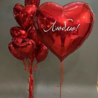 Шары сердца на день рождения или день влюбленных - 10 фольгированых красных сердец