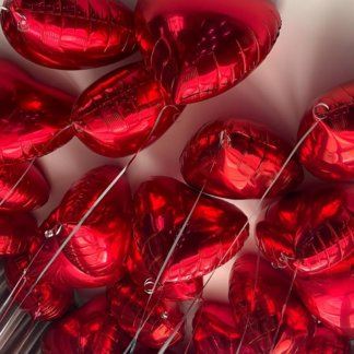 Шары на потолок красные сердца 20 шт