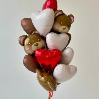 Набор шаров мишка с сердцами
