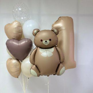 Шары с мишкой бежевые и коричневые