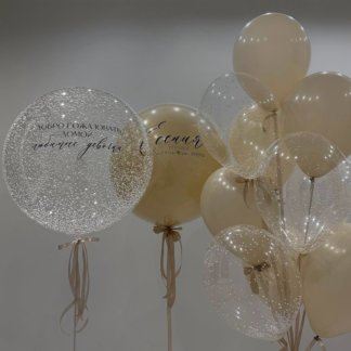 Воздушные шары бежевые с бантиками