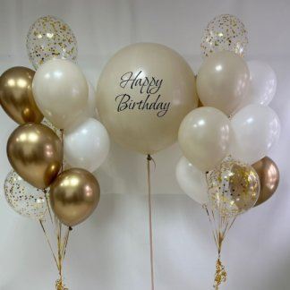 Воздушные шары белые с золотым