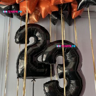 Шары чёрные и оранжевые с цифрами 23
