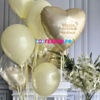 Композиция гелиевых шариков на 8 марта Мимоза