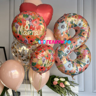 Шары пудровые на 8 марта  Цветы