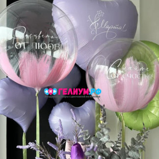 Оформления шарами на 8 марта с большими шарами