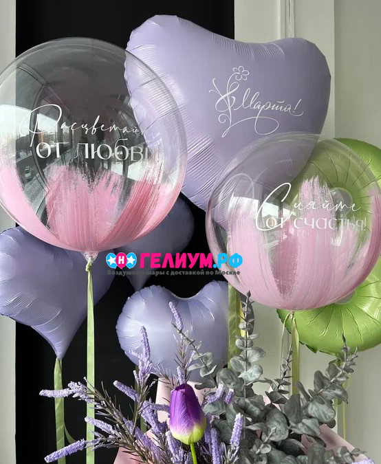 Оформления шарами на 8 марта с большими шарами
